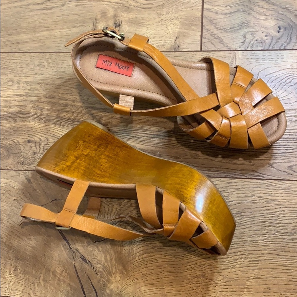 Miz Mooz Tan Wedge Heels